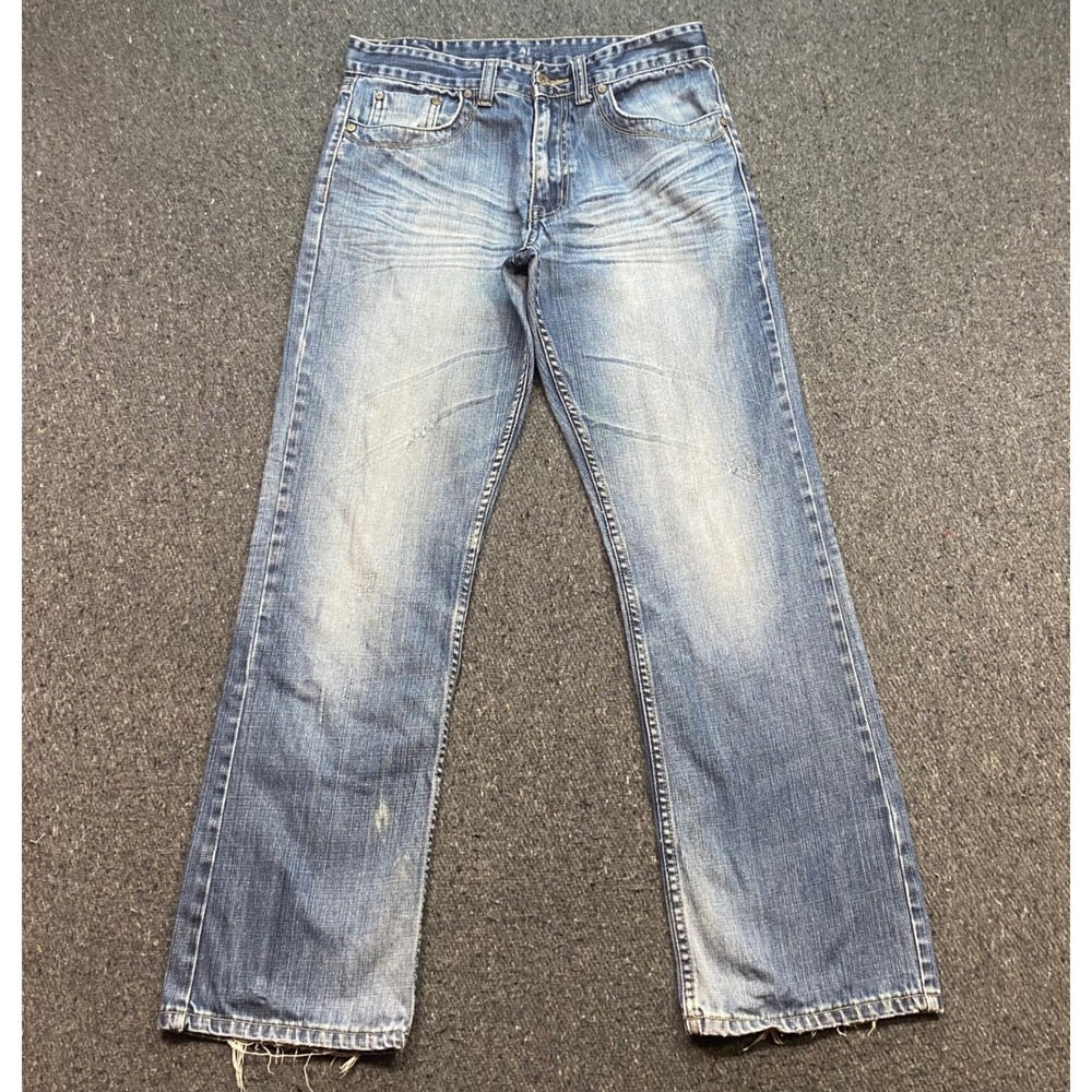 21 Men Jeans Sz 30 Mens Blue Skater Grunge Distressed Frayed Hem Straight Leg